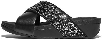 FitFlop Lulu Crystal-Mix Metallic Cross Slides Damen  - NEU