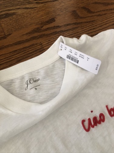 Womens J Crew Graphic T Shirt CIAO BABY NWT HTF white Size Small Short Sleeve - Picture 7 of 7