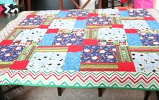 Handmade Quilt Lap 9 Square Great Gift Holiday Prints with Fleece Backing NEW