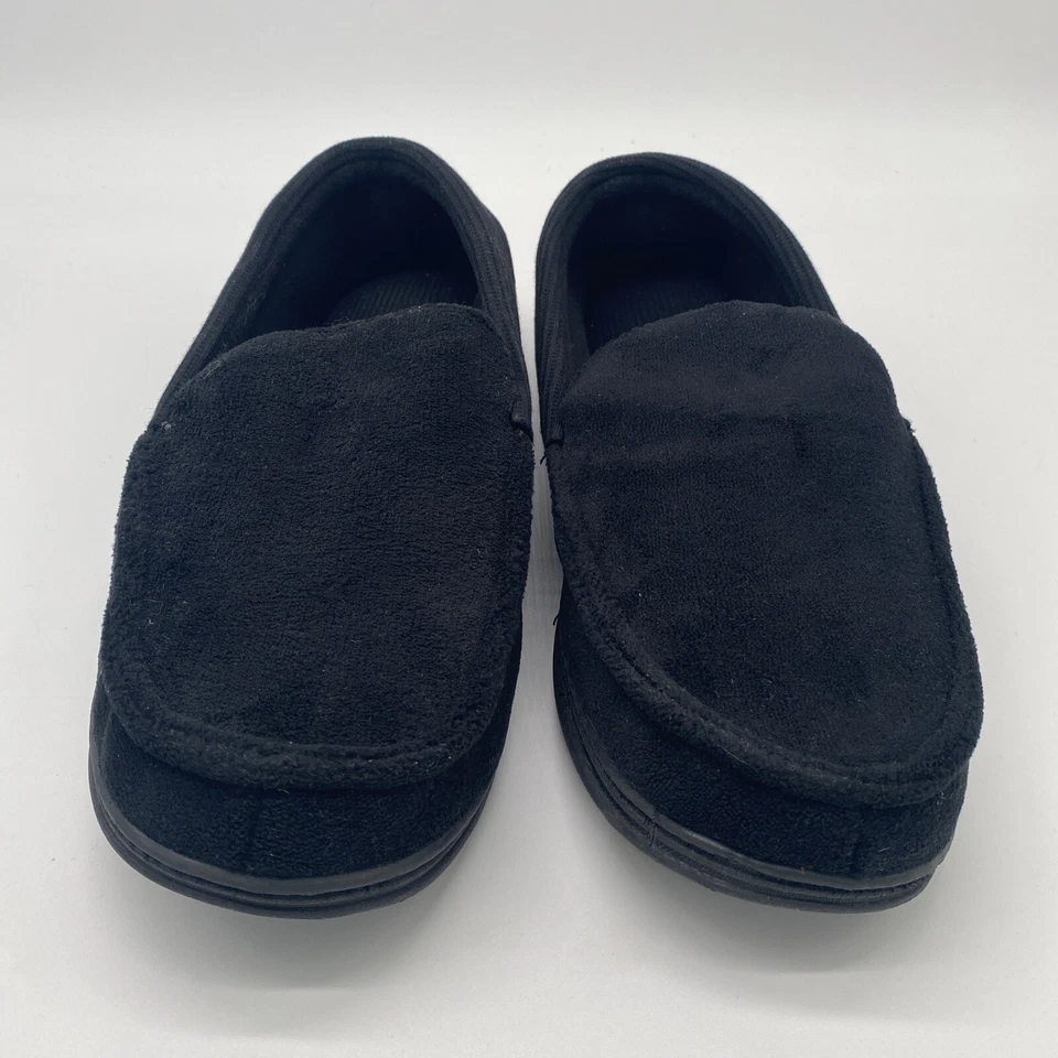 全新 Isotoner 男式黑色 XXL 尺码 13-14 记忆泡沫莫卡辛拖鞋 Dan Marino — 第 3/4 张图片