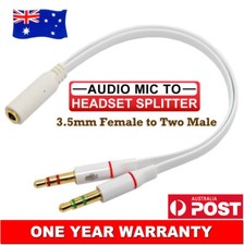3.5mm Headphone Microphone Jack Splitter Cable Cord 4 Pole Mic Audio Adapter AU