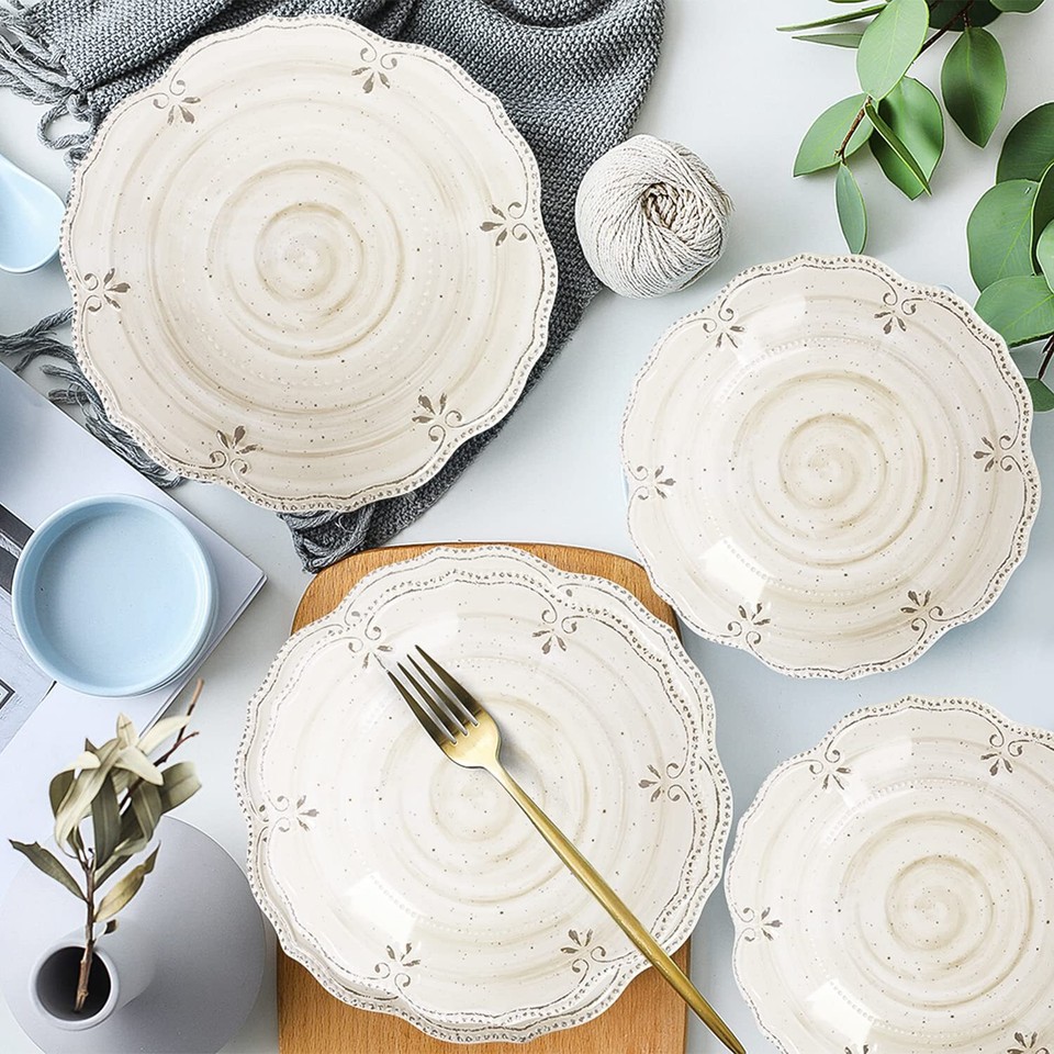 Dinnerware Sets 12 pcs Plates and Bowls Sets Melamine Plates Indoor and