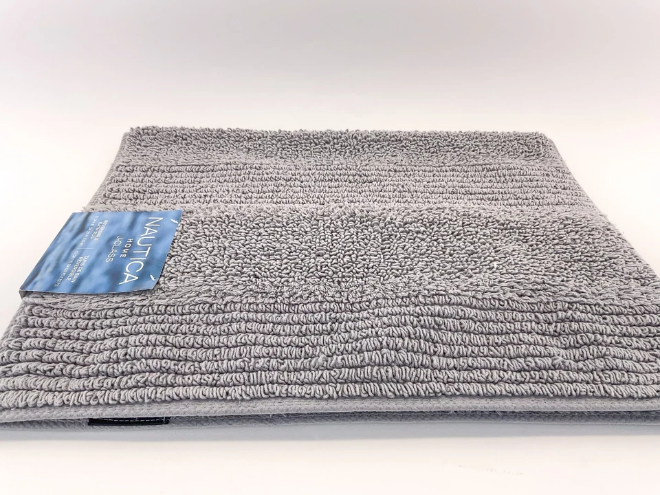 Alfombra de baño reversible Nautica clase J varias 100 % algodón gris tallas 20 pulgadas x 32 pulgadas Foto 2 de 4
