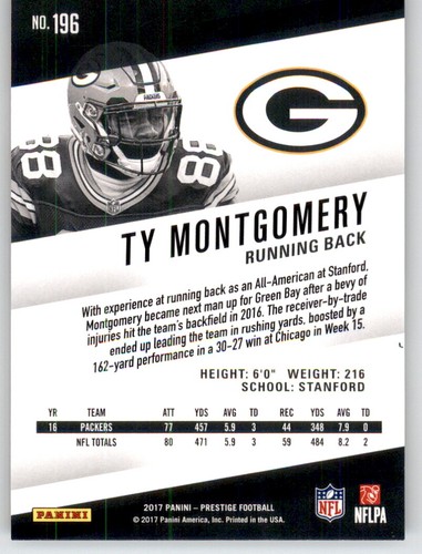 2017 Prestige Ty Montgomery NFL PWE Base Card Packers #196 - Picture 2 of 2