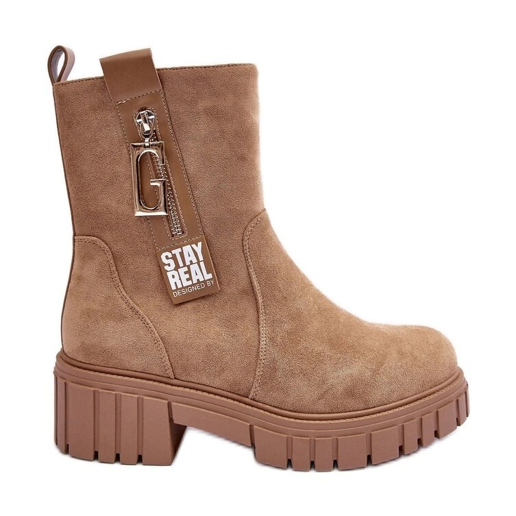 Massive Suede Women s Flat Boots Beige Lunai