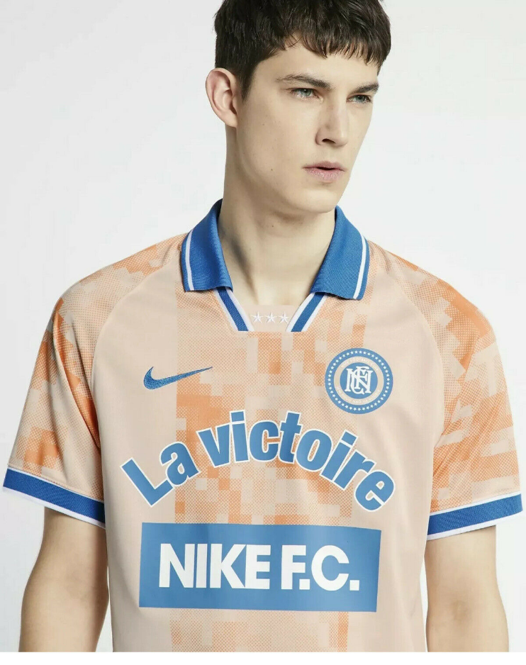 Nike F.C. La Victoire Home Soccer Men Jersey Guava Blue AQ0660 838