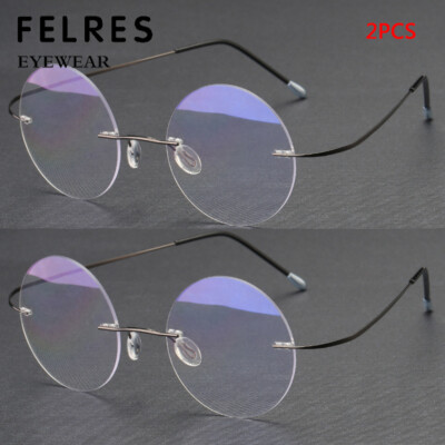 Pairs Metal Round Anti Blue Light Reading Glasses Men Retro