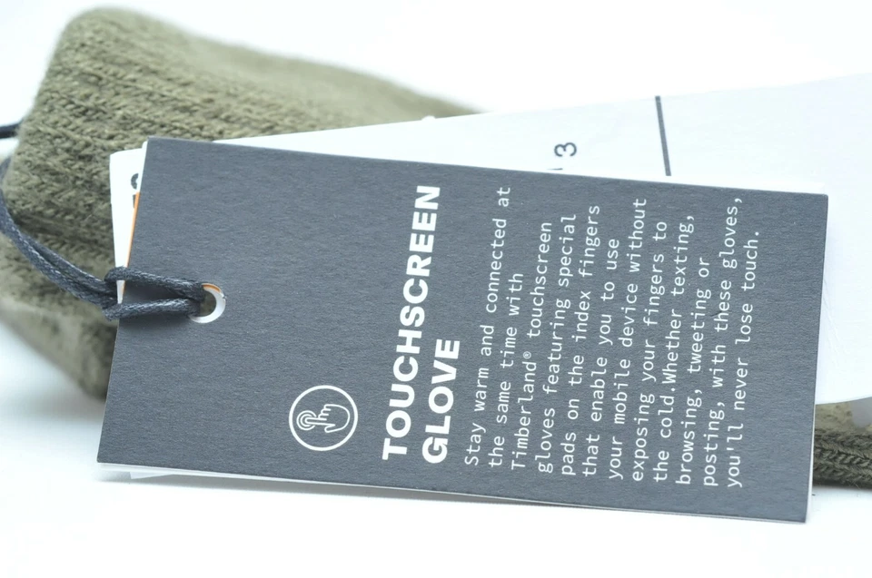 Guante mágico Timberland tejido verde militar para hombre con tecnología de pantalla táctil Foto 3 de 4