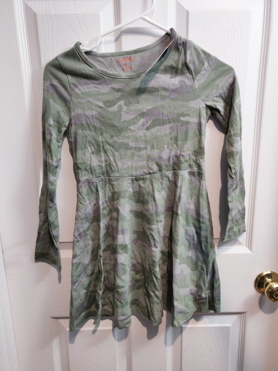 フレア Cat & Jack Target Girls 7-8 Green Camoflauge Dress Fit and Flare A