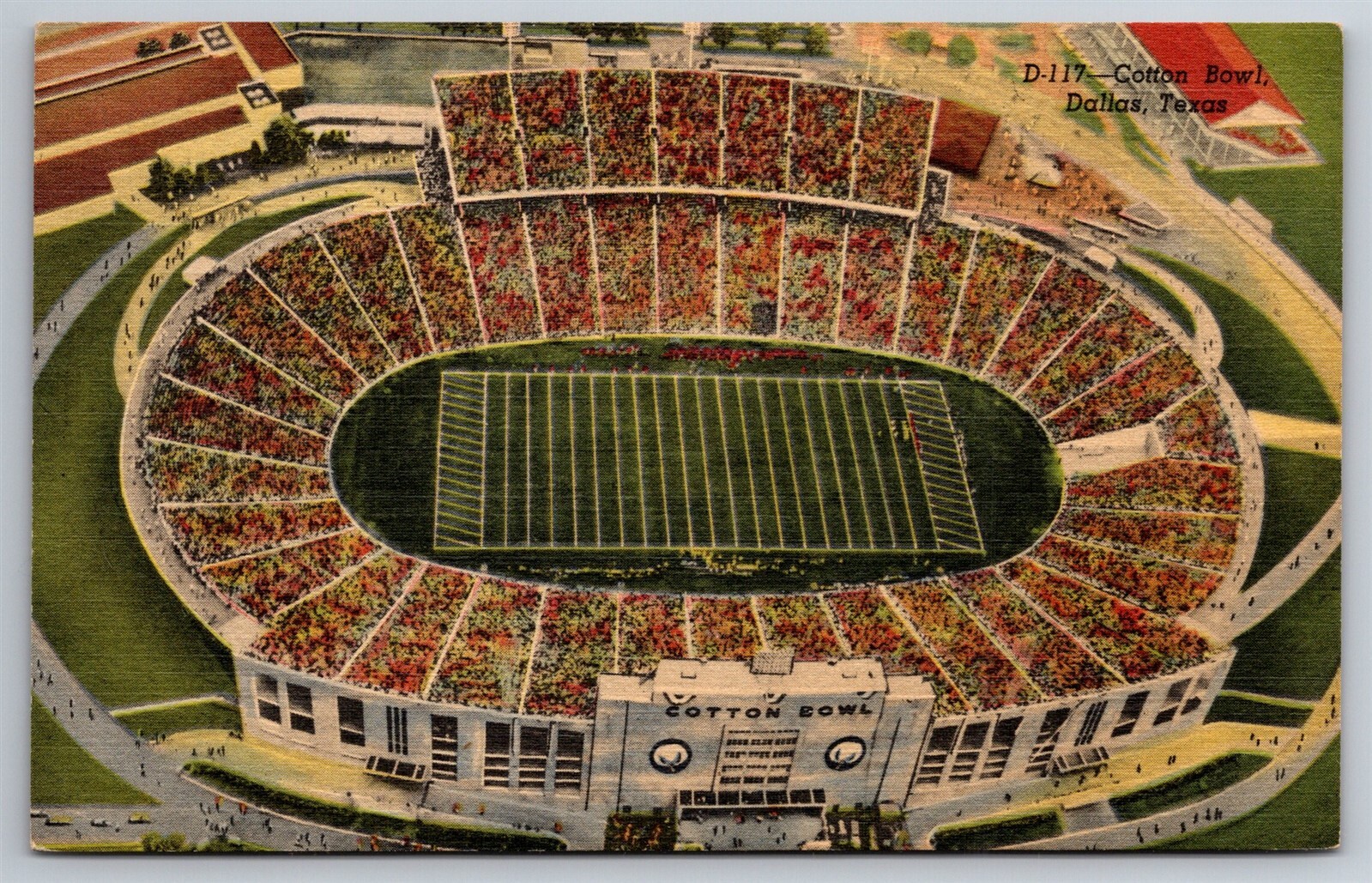 Cotton Bowl Stadium Aerial View Dallas Texas Vintage Postcard T5