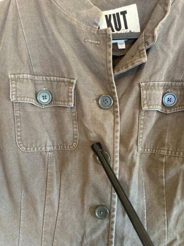 *FLAW Kut From The Kloth Womens Jacket Sz Large Green Utility Military Pockets - Picture 4 of 9