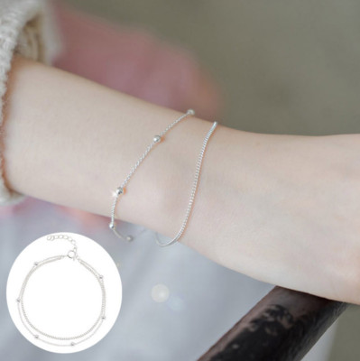 アクセサリー Silver Beaded Bracelet / Medium 7