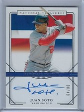 2020 Panini National Treasures Juan Soto On Card Auto 08/49 International