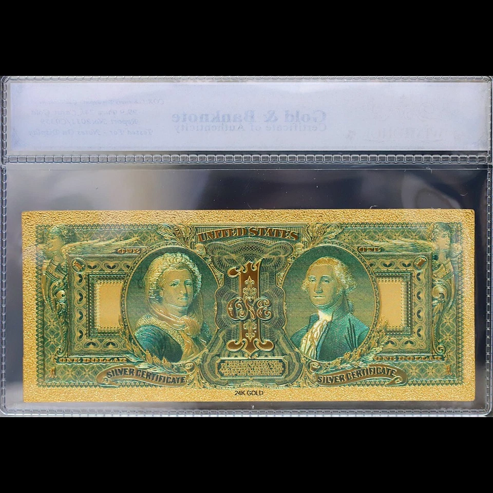 Gold 1896 $1 One Dollar Banknote Collectible with Bag & Certificate - Image 2 of 2