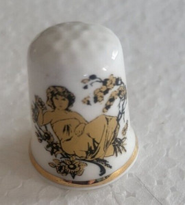 2 vintage english bone china thimbles - 1 marked theodore paul