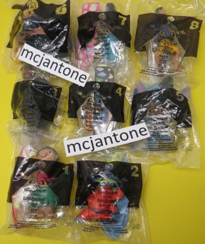 Neu in Verpackung SET 8 McDonald's 2002 LILO & STITCH Disney SURFEN Elvis SURFBOARD Wackel - Bild 2 von 3