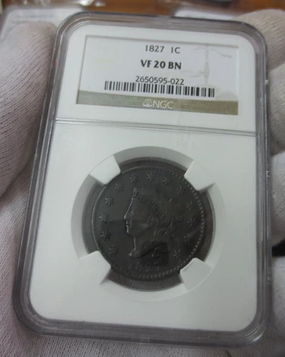 1827 Coronet Head Large Cent NGC VF20 BN
