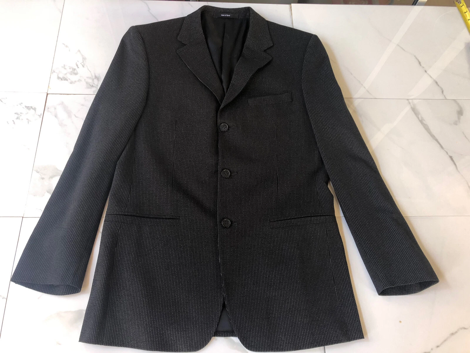Cappotto sportivo da uomo Versace classico misto lana tre bottoni taglia EU 48