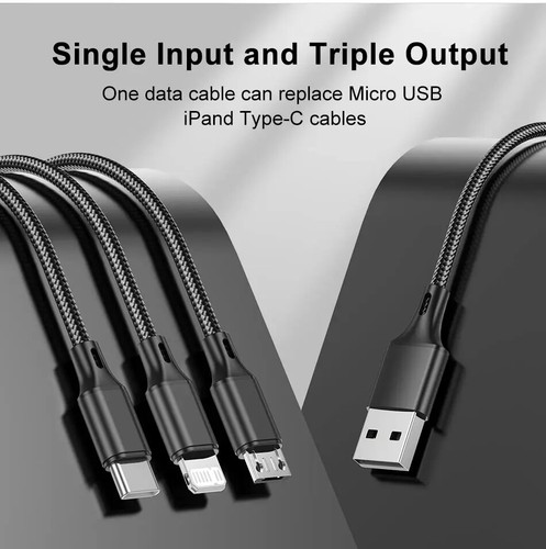 Multiple 3 in 1 USB Cable Phone Charger USB - Picture 2 of 4