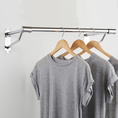 2m Heavy Duty Wall-Mounted Hanging Clothes Rail with 3 Support Arms - Picture 3 of 4