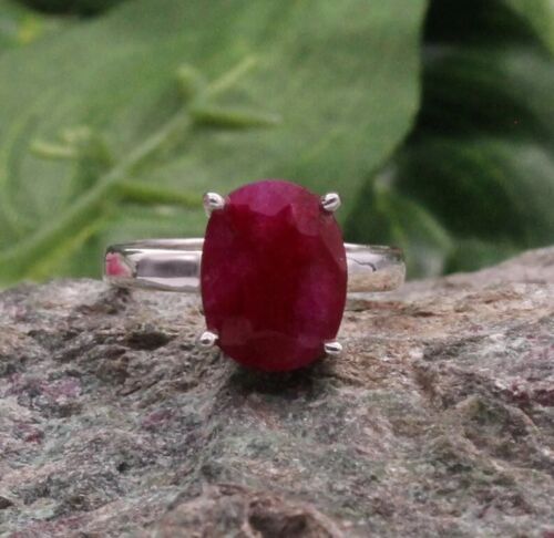 Natural Pink Ruby Ring 925 Sterling Silver Handmade Ring Bohemian Hippie Ring - Picture 3 of 9