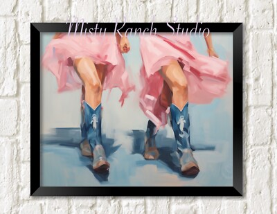 Trendy Retro Western Cowgirl Boots UNFRAMED Wall Art Print for College Dorm Room