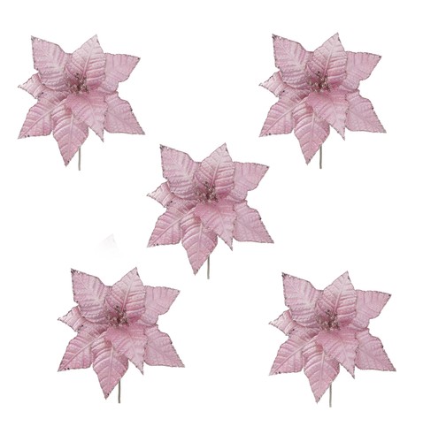 Rosa Blume Weihnachtsbaumschmuck Ornamente SCHNÄPPCHEN AUSVERKAUF PREIS x 5