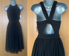 Zara Black Loose Fit Knot Twist Open Back Knee Length Party Evening Dress XS M  