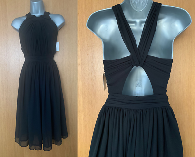 Zara Black Loose Fit Knot Twist Open Back Knee Length Party Evening Dress  XS M | eBay