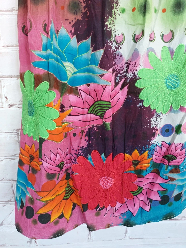 Desigual Damen Kleid Robe Dress Vestido Gr.38 D36 Trägerkleid Blumen Sommer  - Bild 4 von 4