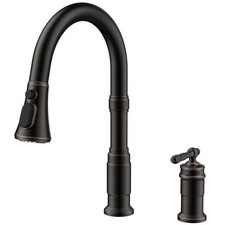 FORIOUS 2 Hole Kitchen Faucet Pull Down Sprayer Oil Rubbed Bronze