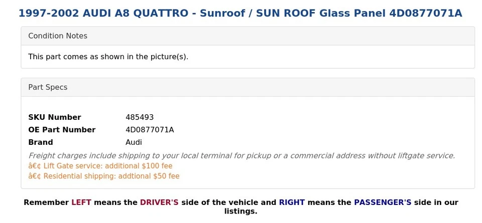 1997-2002 AUDI A8 QUATTRO - Sunroof / SUN ROOF Glass Panel 4D0877071A - Image 4 of 4
