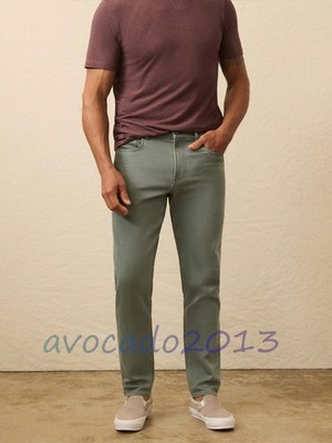Brand New Faherty Men Slim Straight Olive green Stretch Terry 5-Pocket Pants