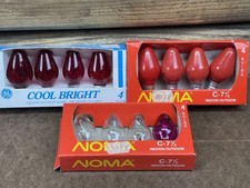 Vintage C7-1/2 Incandescent Bulbs 3 packs of 4 Red and Clear Bulbs