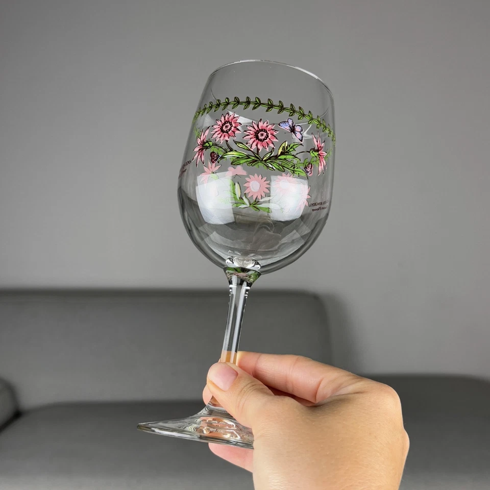 Set Of 5 Wine goblets glasses 7,5" Portmeirion Botanic Garden Treasure Flower - Image 3 of 4