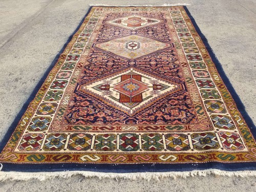 Authentic Hand Knotted Vintage Afghan Turkmen Wool Area Floor Rug 6.4x3.3ft