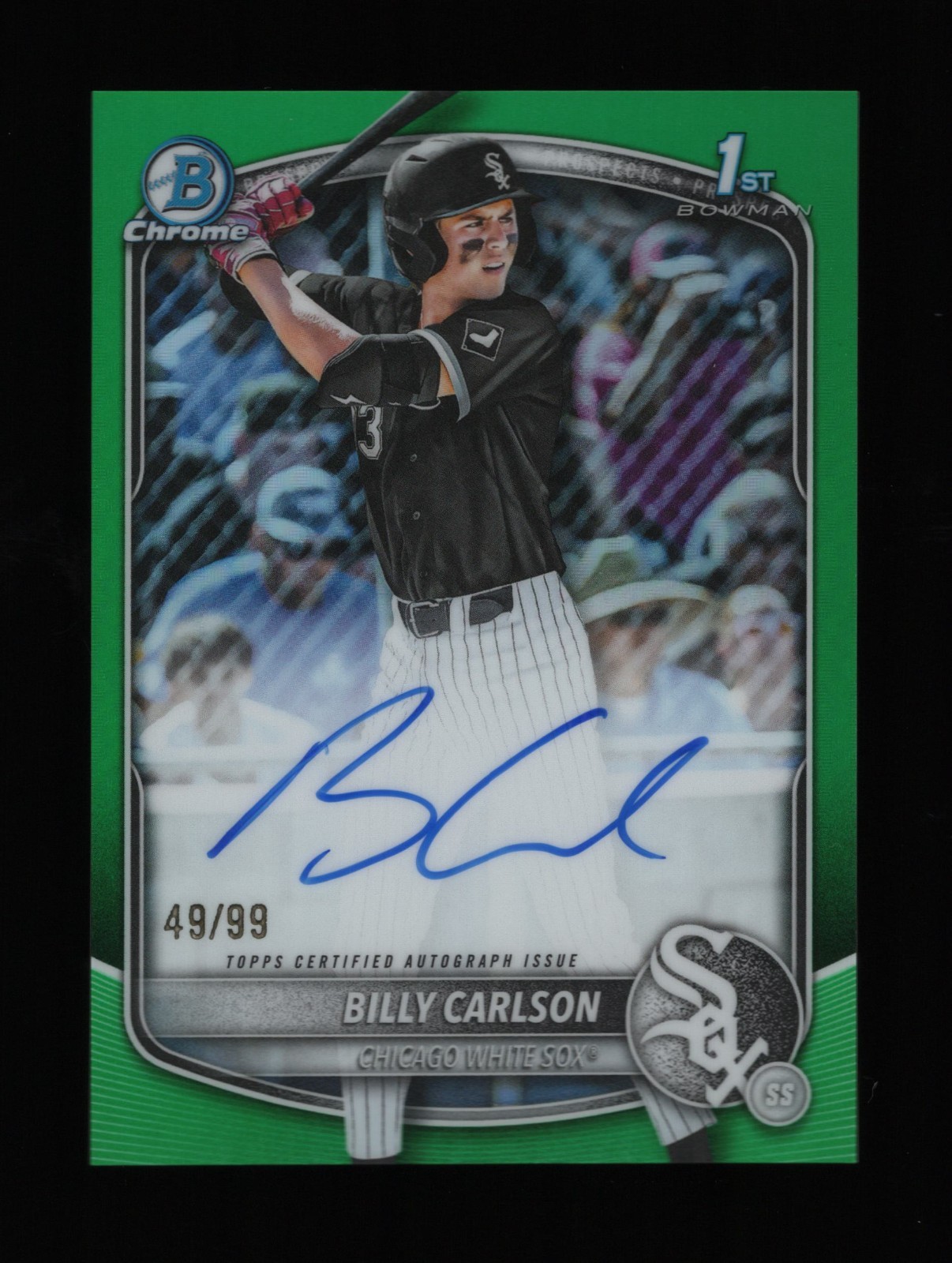 Billy Carlson 2025 Bowman Draft 1st Chrome True Green Auto /99