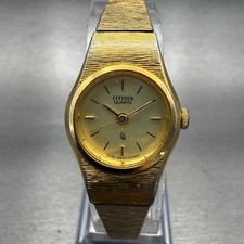 Citizen CQ Watch Women 19mm Champagne Dial Gold Tone Round 2030-890426 New Batt