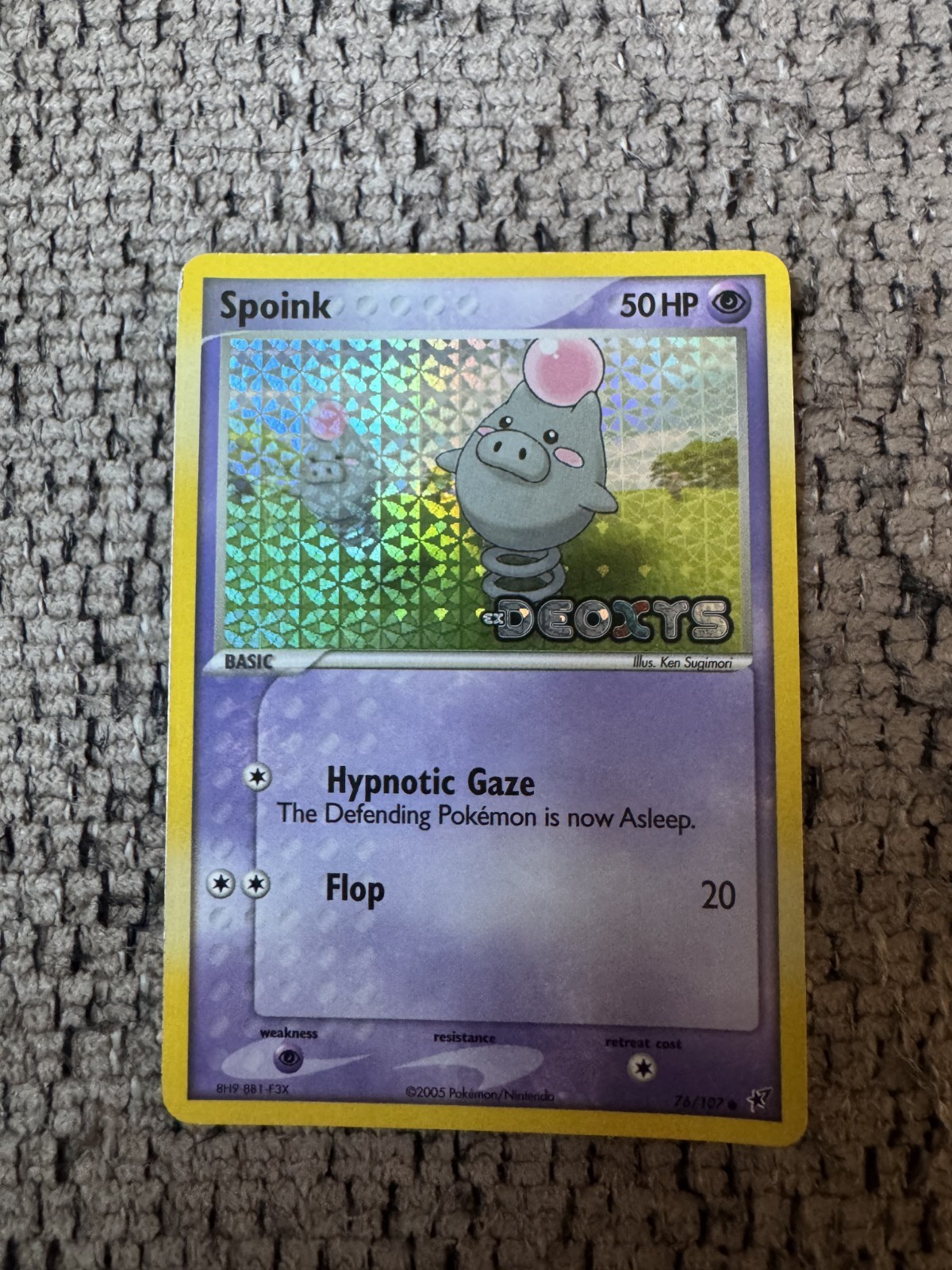 2005 Pokemon EX Deoxys #76 Spoink Reverse Holo NM Rare Vintage Card STAMPED