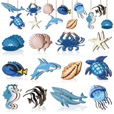 24 Pcs Beach Ocean Themed Christmas Ornaments Nautical Coastal Ornaments