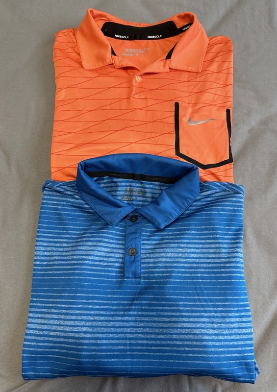 Lot Of 2 Nike Golf Tour Performance Dri Fit Polo Shirts Men’s Large Striped