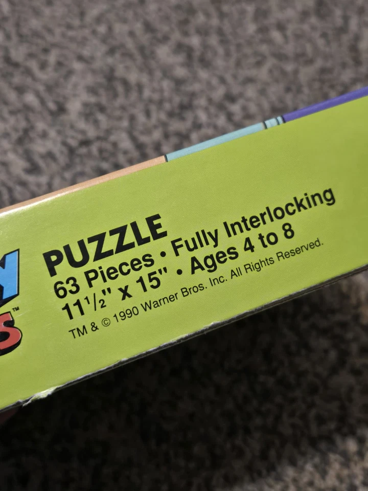 Quebra-cabeça vintage 1990 Looney Tunes Bugs Bunny 63 peças arco-íris funciona COMPLETO - Imagem 3 de 3