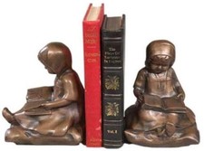 Hand-Cast Young Girl Reading Bookends   Decorative Touch