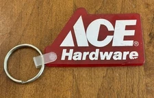 Vintage Ace Hardware Store Red Keychain Key Ring 1980’s Vinyl Metal 2.75” Logo