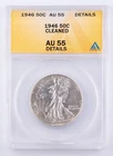 Certified 1946 Walking Liberty Half Dollar ANACS AU 55 details Silver 50c