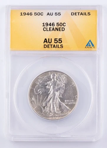 Certified 1946 Walking Liberty Half Dollar ANACS AU 55 details Silver 50c