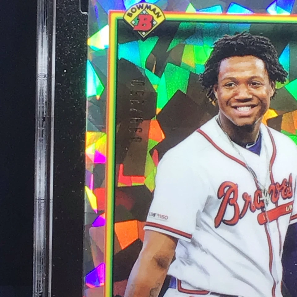2020 Bowman Chrome - Ronald Acuña Jr - 90 Bowman Design - Atomic Refractor-#/150 - Image 3 of 3