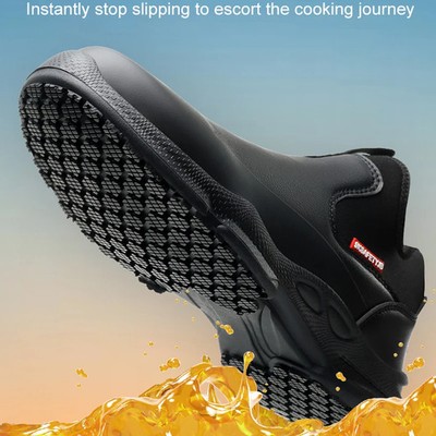 MaleLeather Shoes Waterproof Anti Slip Chef Casual Work Boots Oil Resistance