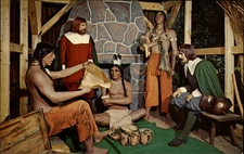 Massasoit Treaty Plymouth Massachusetts vintage postcard k378