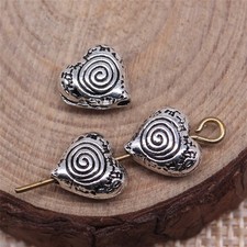 20 or 50PCS Antique Silver Tone Small Hole Heart Bead 8X9mm GGS98-15410